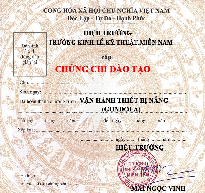 Chứng chỉ vận hành gondola