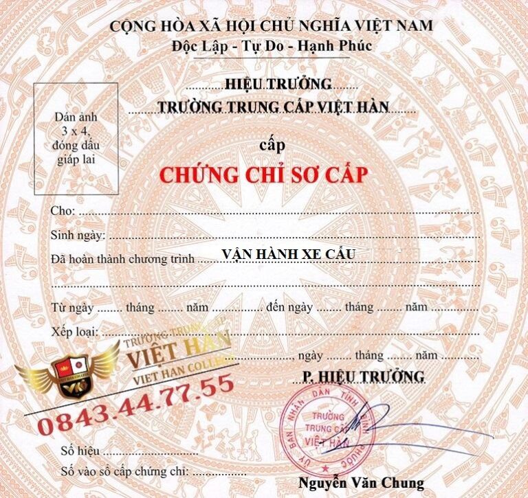 Mẫu chứng chỉ cẩu tự hành