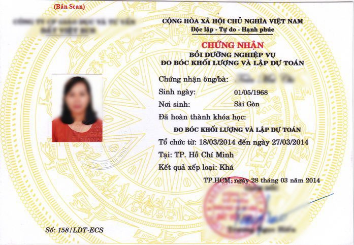 Chứng chỉ lập dự toán và đo bóc khối lượng