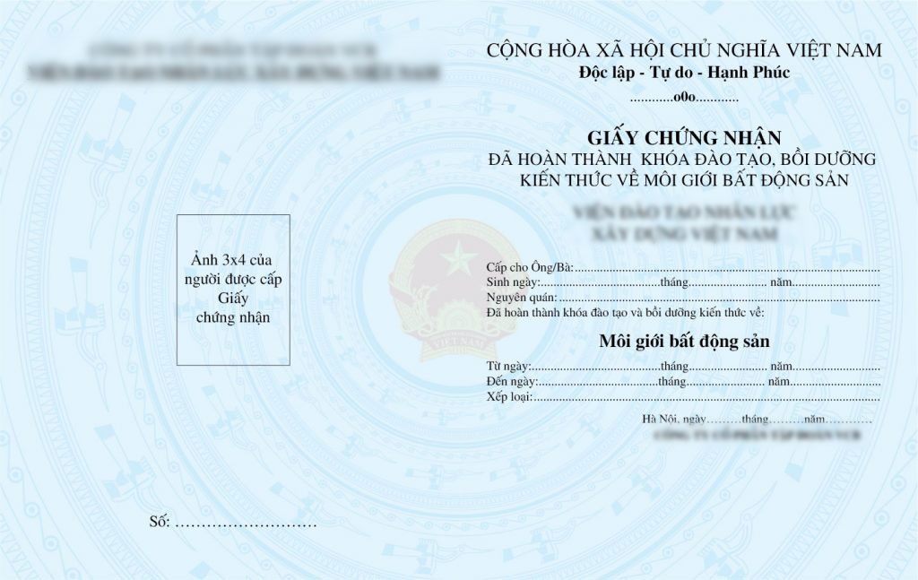 Chứng chỉ môi giới bất động sản