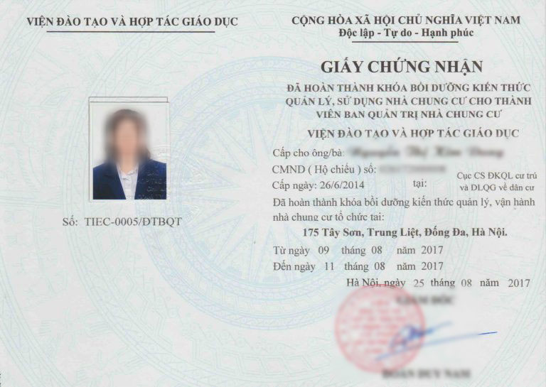 chứng chỉ quản lý vận hành chung cư