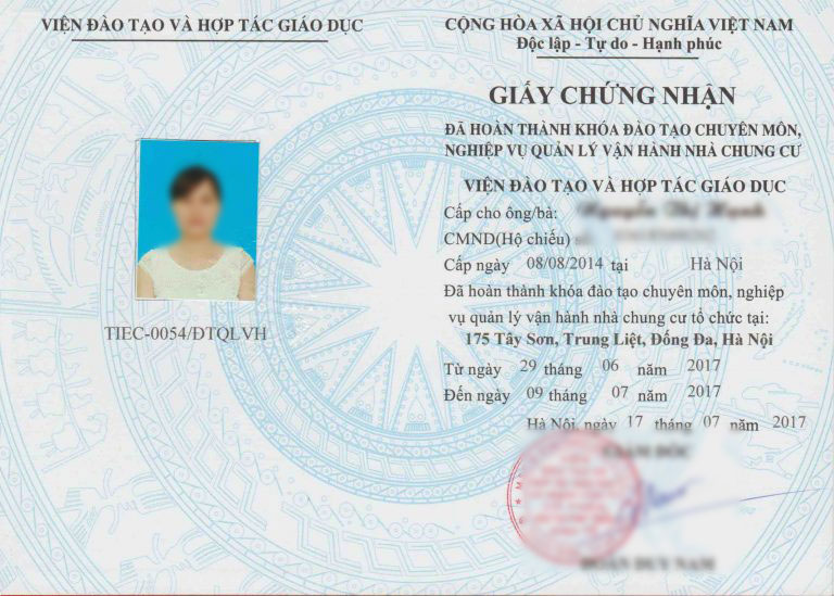 chứng chỉ quản lý vận hành chung cư